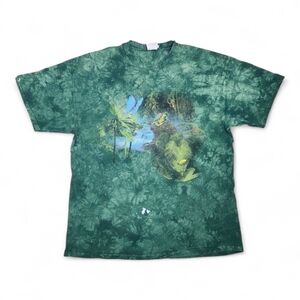 Vintage 90s Discovery Channel Tie Dye Rainforest Tshirt Green Frog Nature Large